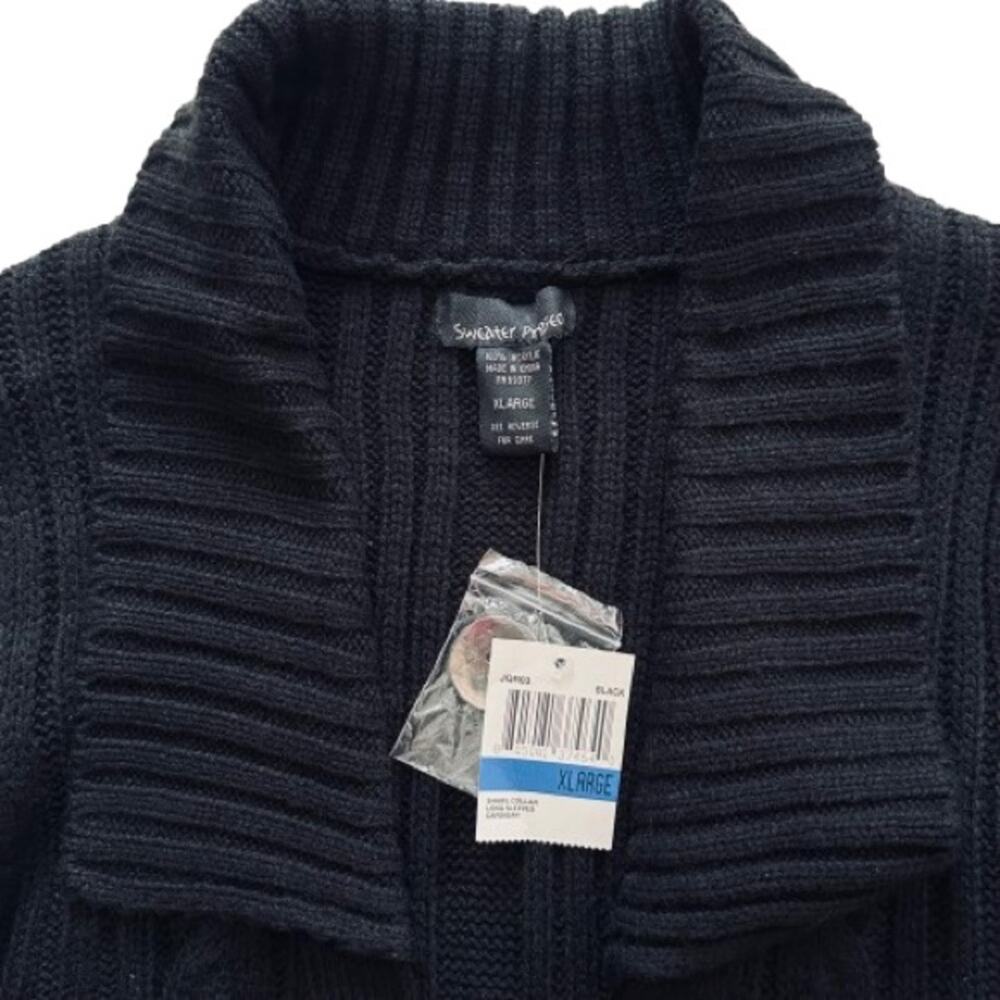 Sweater Project Cardigan Black Shawl Collar Crop Cropped Ribbed Sweater XL NEW - Picture 8 of 12